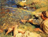 Sargent, John Singer - Val d'Aosta, Man Fishing